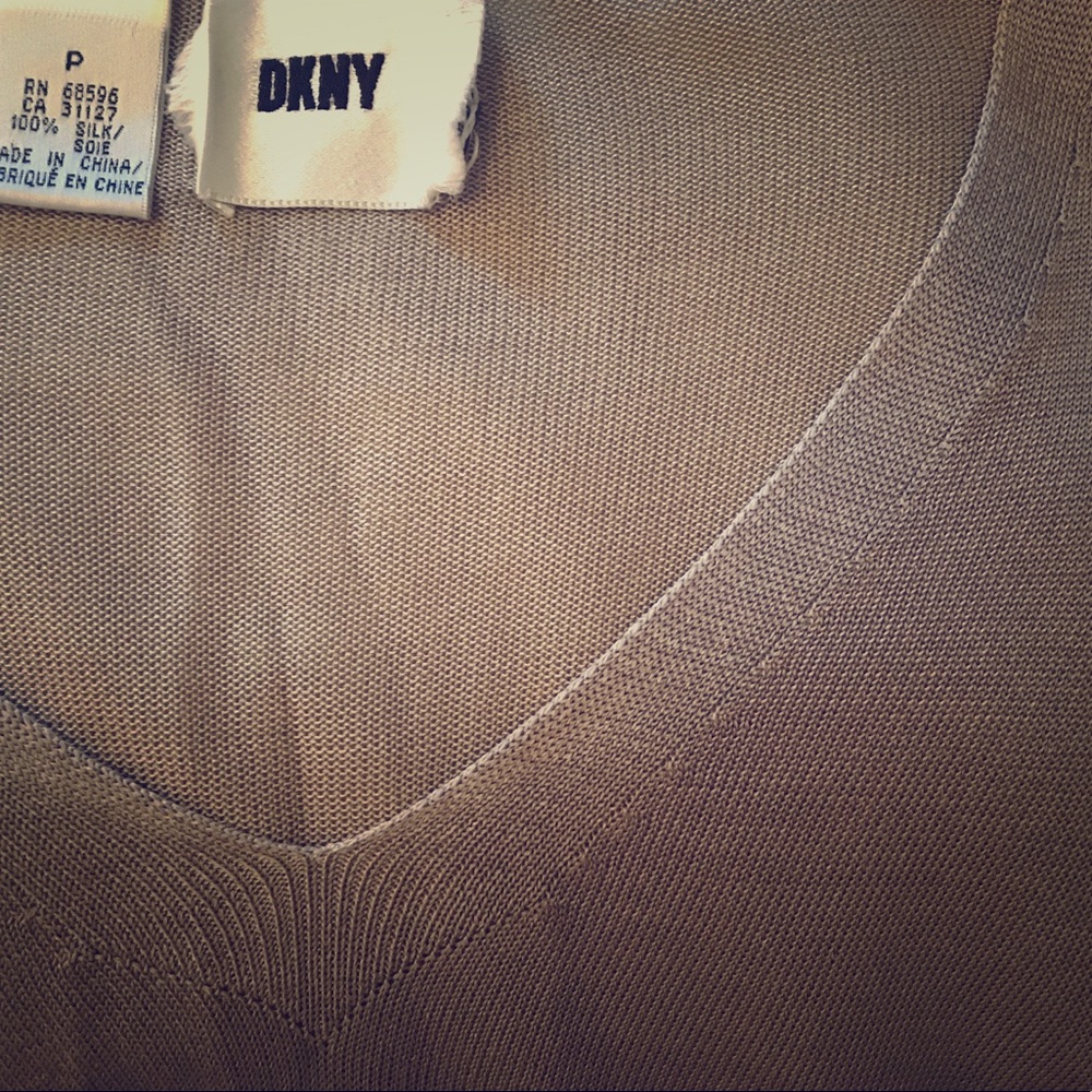 DKNY 100% silk v-neck sweater